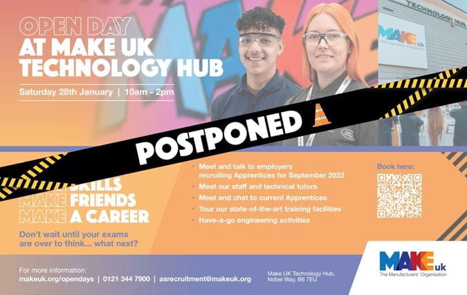 Apprenticeship Open Day postponed