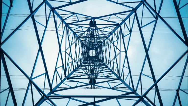 Shot from underneath and electricity pylon