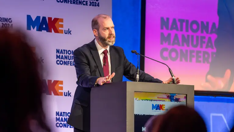 Jonny Reynolds speaks at Make UK's conference