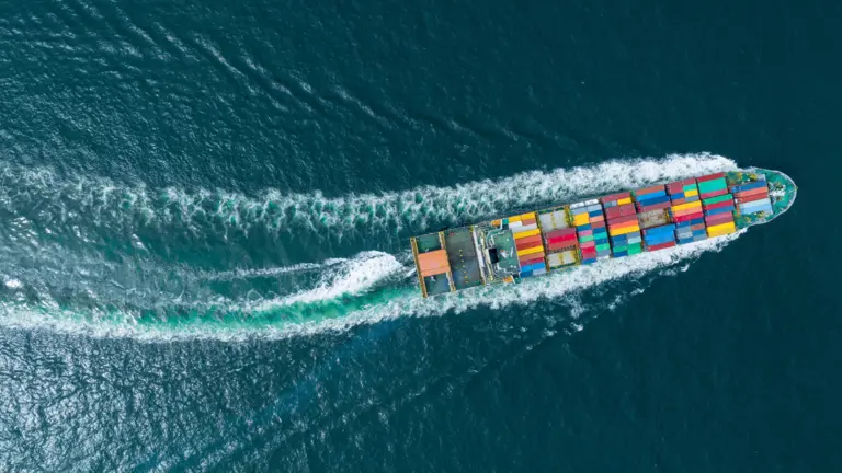 Cargo ship aerial shot 