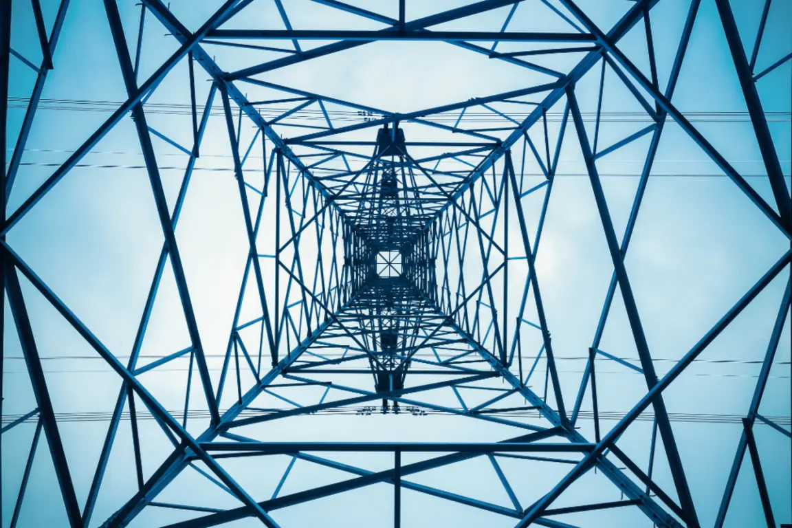 Shot from underneath and electricity pylon