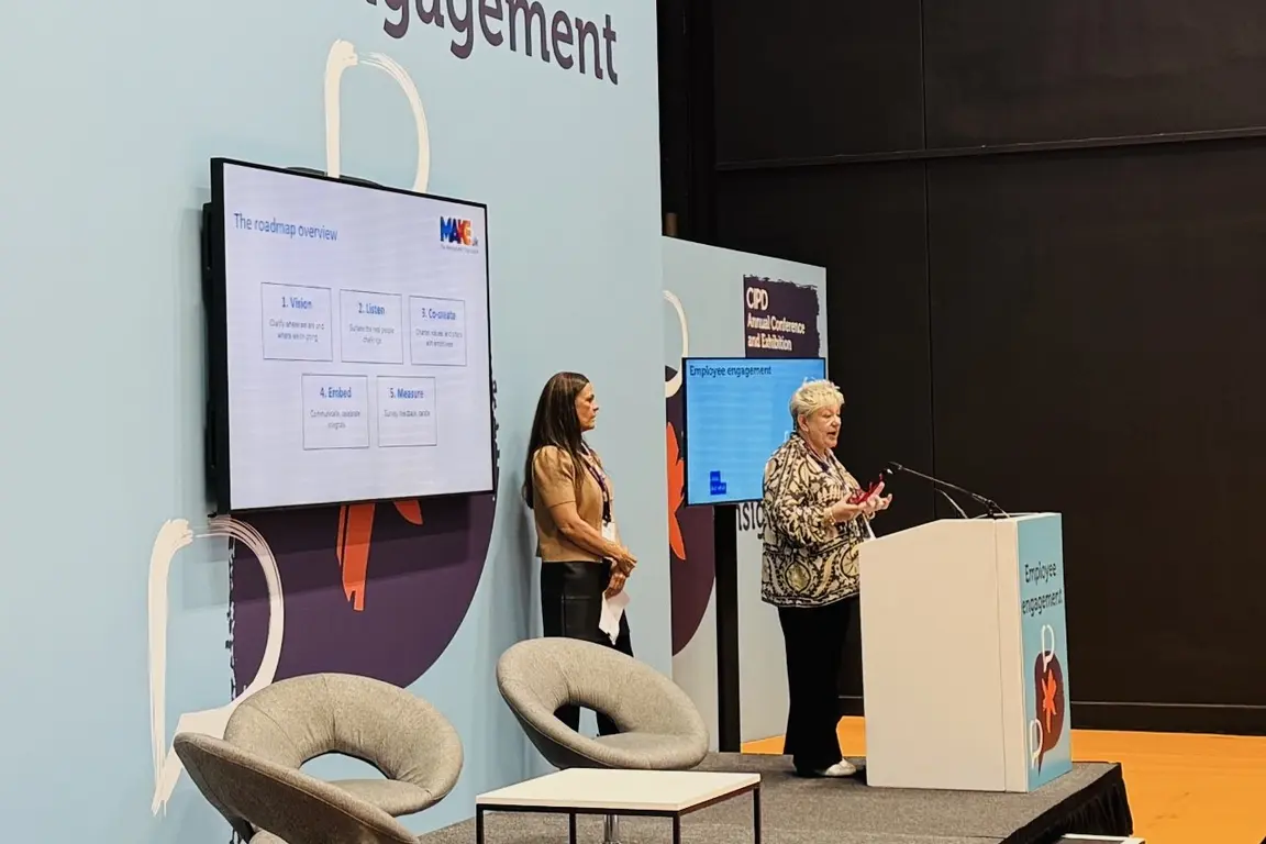 Image of two speakers on employee engagement