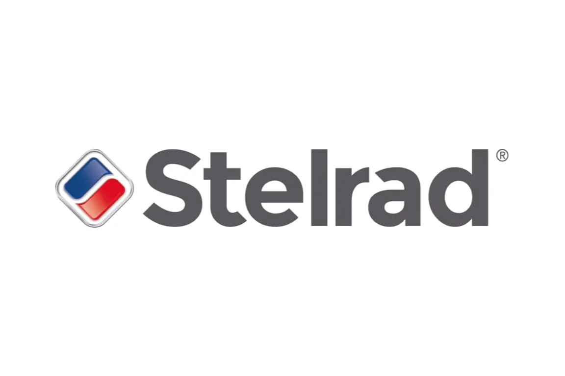 Stelrad logo with a red, white, and blue shield