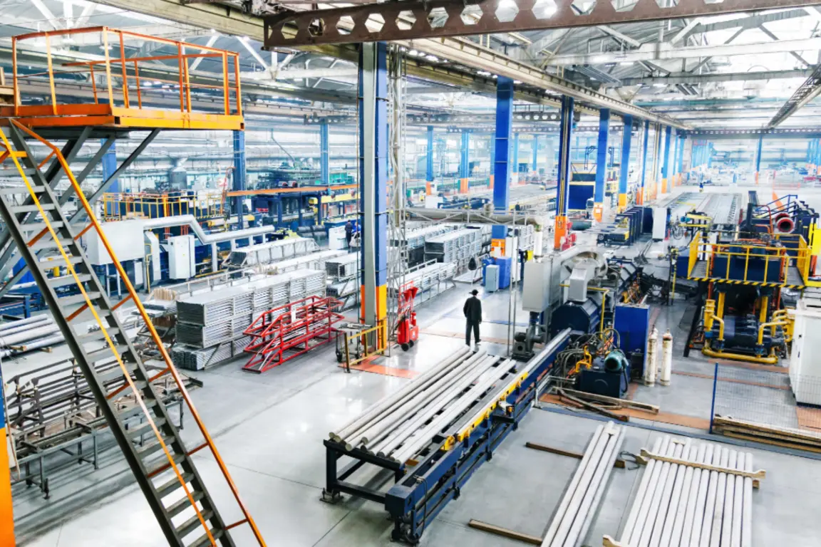 Wide shot of factory facility