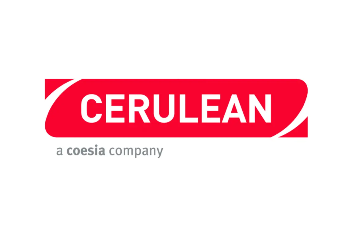 Cerulean, a Coesia company, logo in red and white.