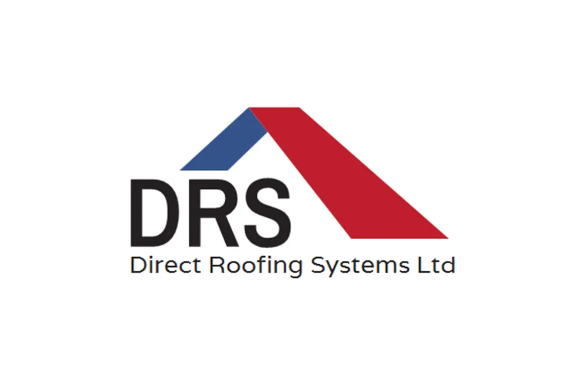 Logo for Direct Roofing Systems Ltd with a triangular roof design in red, blue, and white.
