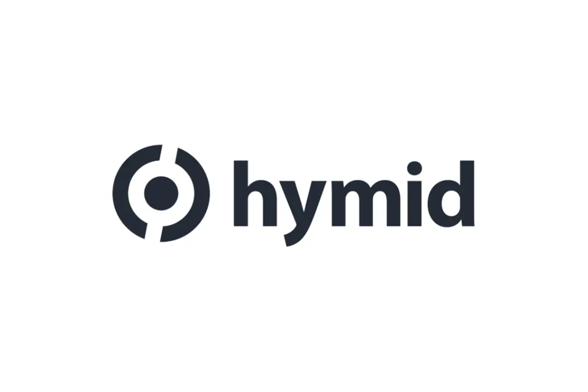 Hymid logo featuring a gray circle with a dot in the center.