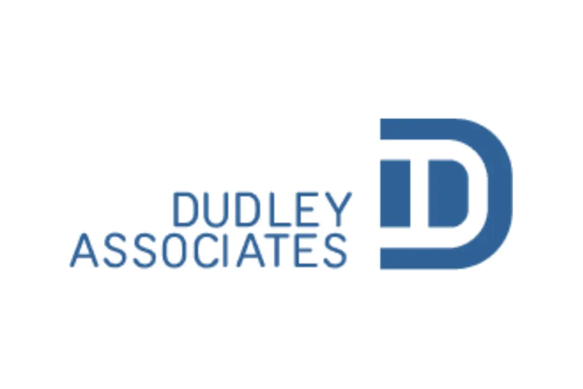 Dudley Associates logo features the word "DUDLEY" in uppercase blue font and "ASSOCIATES" in lowercase blue font.