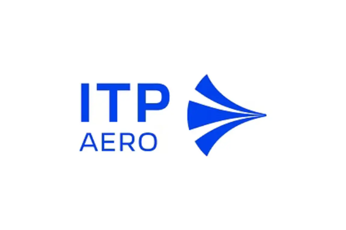 Logo for ITP Aero with blue arrow.