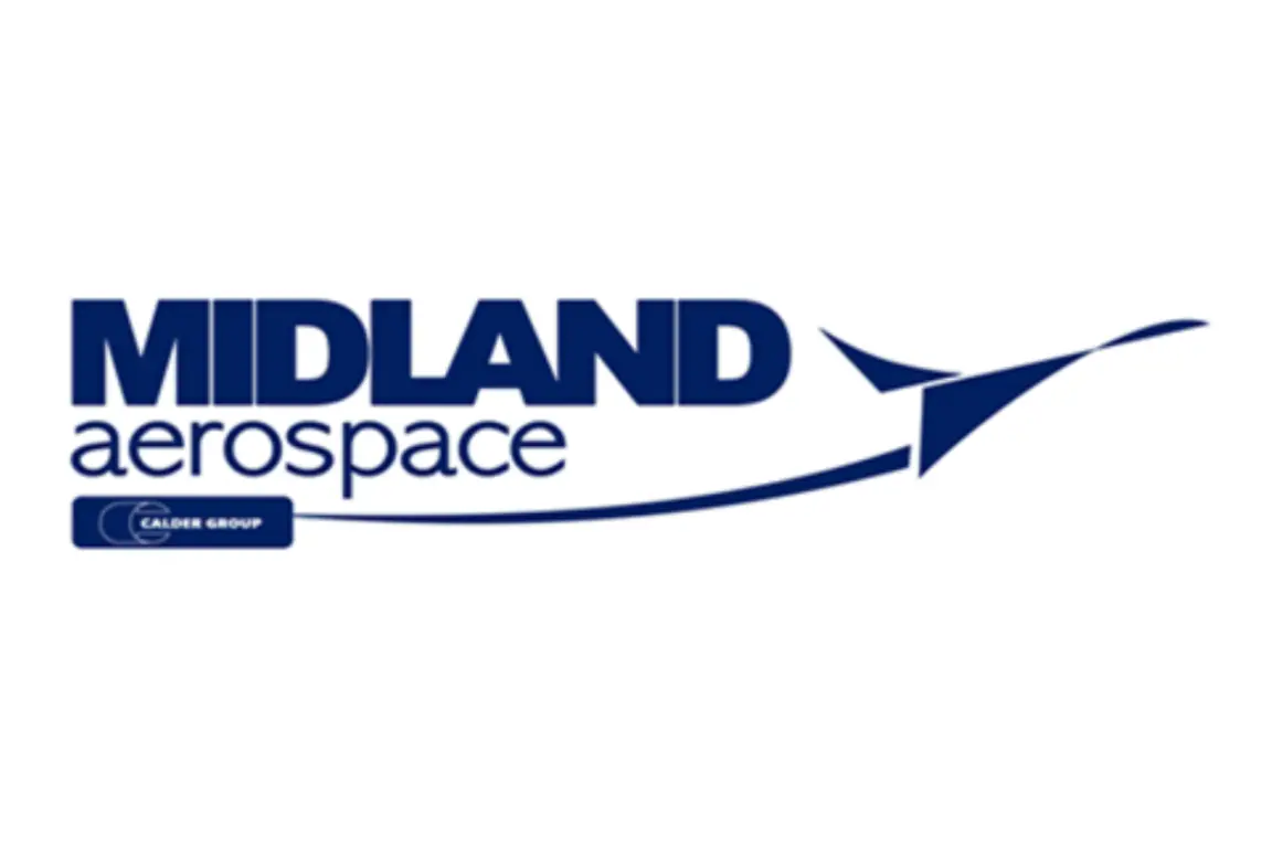 Logo for Midland Aerospace, featuring a stylized blue airplane with text.