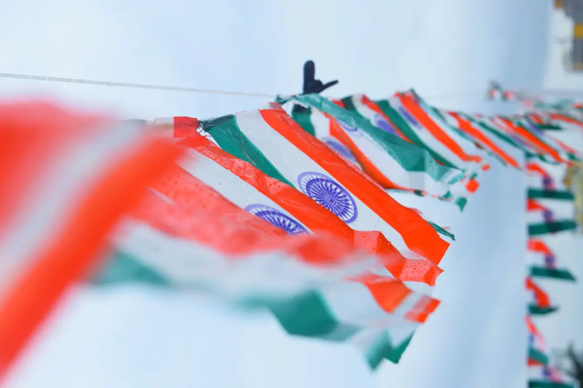 Indian flags waving in wind