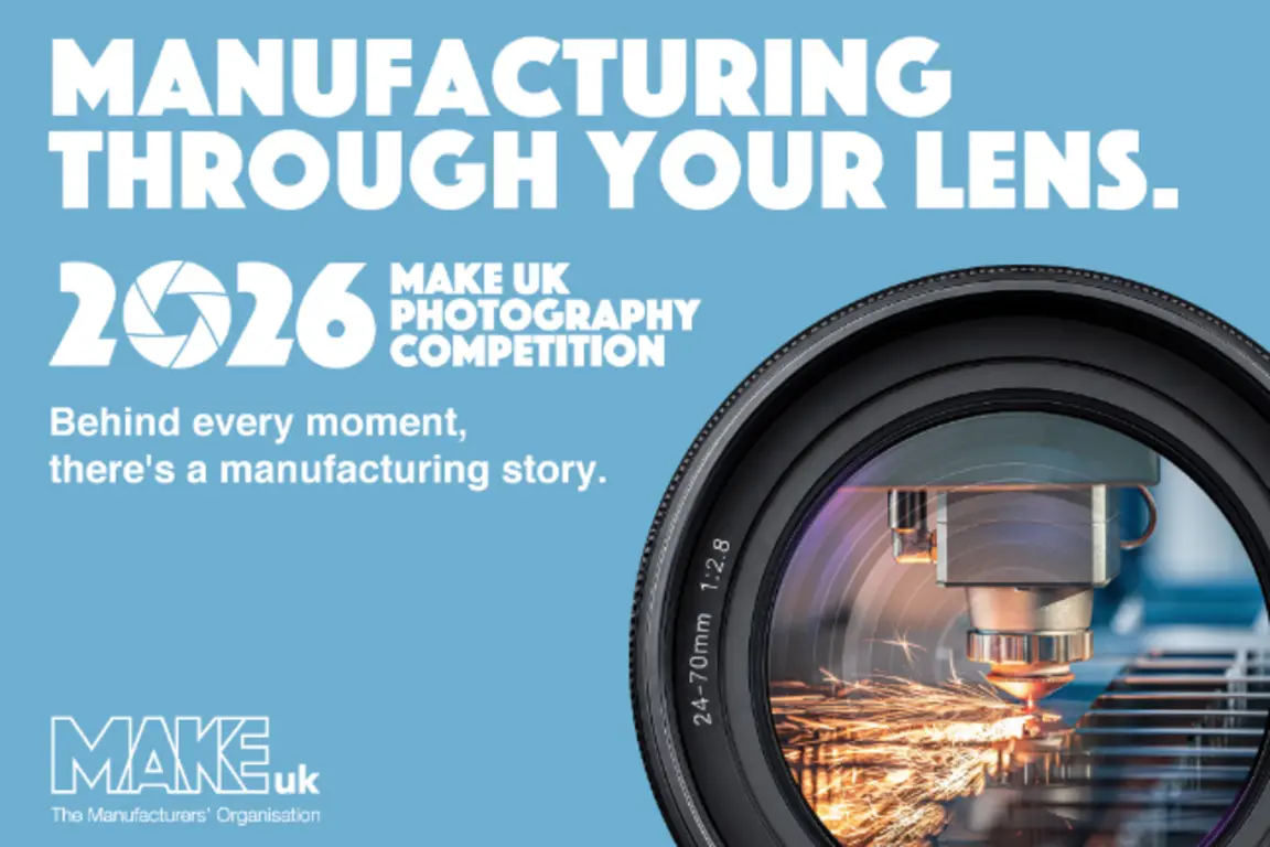 Poster for the Make UK Photography Competition featuring a lens lens.