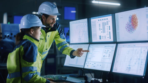Industrial strategy web banner, manufacturers looking at digital reports