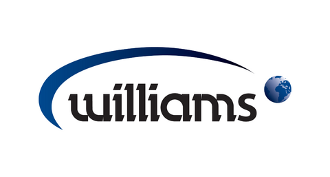 Williams logo featuring a globe icon and the word Williams in black font.