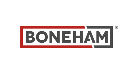 Boneham logo with red and black font.