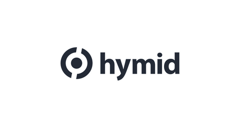 Hymid logo featuring a gray circle with a dot in the center.