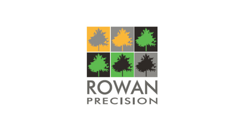 Rowan Precision logo with various trees in a square.
