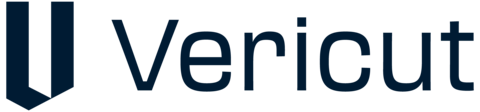 Vericut logo in blue on a black background
