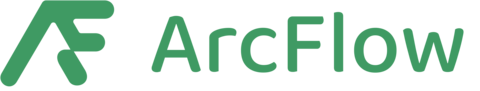 ArcFlow logo, green text on black background