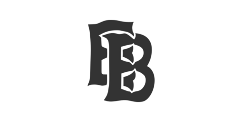 Black "EB" lettering on white background