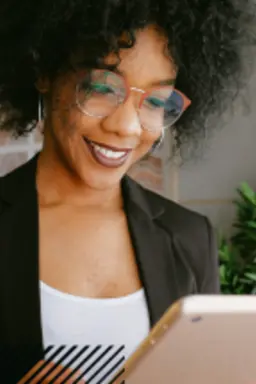 Woman looking at a tablet
