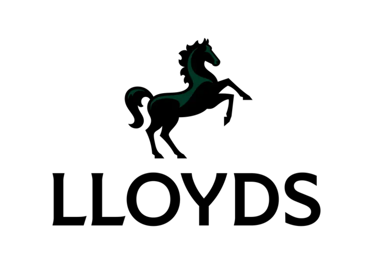 Lloyds Bank, Dark silhouette of a galloping black horse with green areas..