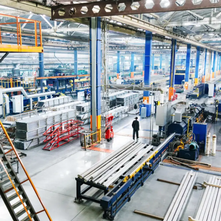 Wide shot of factory facility